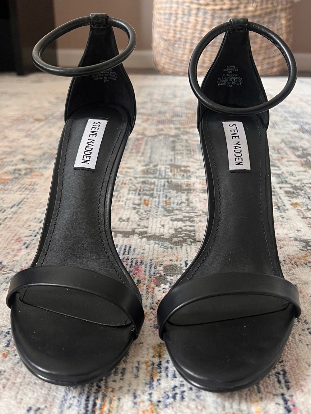Steve Madden Black Ankle-Strap Stiletto Sandals (Soph) - Size 9 - NWT